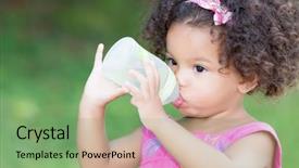  Presentation with baby girl - Amazing slides having girl drinking from a baby backdrop and a seafoam green colored foreground