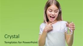  Presentation with drinking glass - Slide set enhanced with girl drinking glass of water background and a mint green colored foreground