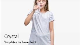  Presentation with drinking glass - Slides having girl drinking glass of water background and a  colored foreground