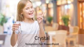  Presentation with child drinking water from glass - Colorful PPT theme enhanced with girl drinking glass of water backdrop and a coral colored foreground