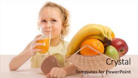  Presentation with juice - Presentation theme enhanced with girl-drinking-juice-made background and a coral colored foreground