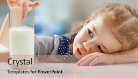  Presentation with milk - Beautiful slide deck featuring girl drinking milk backdrop and a coral colored foreground