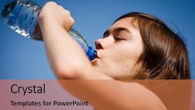  Presentation with water blue sky and peaceful - Colorful slide deck enhanced with girl drinking water against blue backdrop and a  colored foreground