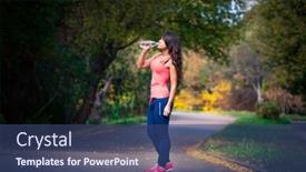  Presentation with sport - Cool new slides with girl-drinks-water-after-sport backdrop and a ocean colored foreground