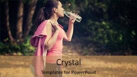  Presentation with eating fish and drink water from pollution oceans - Cool new slide set with girl drinks water after sport backdrop and a  colored foreground