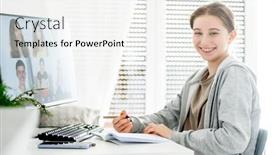  Presentation with distance learning - Presentation enhanced with girl-during-remote-educaton-class background and a sky blue colored foreground