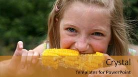  Presentation with eating disorders anorexia - PPT theme having girl eating a boiled corn background and a gold colored foreground