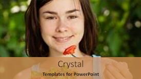  Presentation with salad - PPT theme with girl-eating-fresh-vegetable-salad background and a gold colored foreground