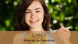  Presentation with salad - Colorful slides enhanced with girl-eating-fresh-vegetable-salad backdrop and a coral colored foreground