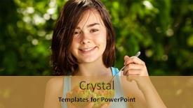  Presentation with salad - Beautiful presentation featuring girl-eating-fresh-vegetable-salad backdrop and a gold colored foreground