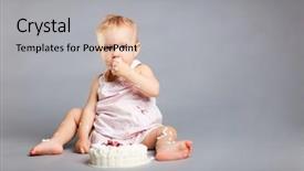  Presentation with first birthday - Beautiful presentation featuring girl eating her first birthday backdrop and a light gray colored foreground