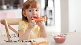  Presentation with jam - Amazing presentation theme having girl eating toast with jam backdrop and a lemonade colored foreground