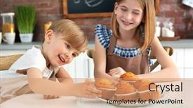  Presentation with muffin - Amazing theme having girl eating yummy muffin backdrop and a coral colored foreground
