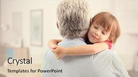  Presentation with father - Slides with girl embracing grand father background and a lemonade colored foreground