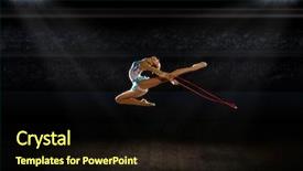  Presentation with gymnastics - Slide set with girl engaged art gymnastics at sports hall background and a wine colored foreground