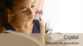  Presentation with storybook - Theme consisting of girl engross in her storybook background and a coral colored foreground