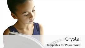  Presentation with storybook - PPT theme consisting of girl engross in her storybook background and a white colored foreground