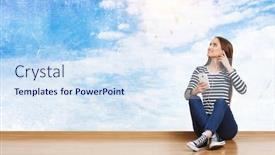  Presentation with music - Presentation design consisting of girl-enjoy-the-music-mixed background and a sky blue colored foreground