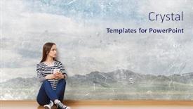  Presentation with music - Slide set enhanced with girl-enjoy-the-music-mixed background and a sky blue colored foreground