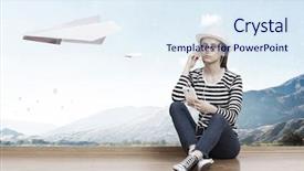  Presentation with music - Theme having girl enjoy the music mixed background and a sky blue colored foreground