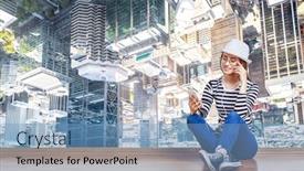  Presentation with music - PPT layouts featuring girl-enjoy-the-music-mixed background and a teal colored foreground