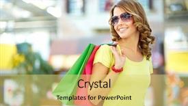  Presentation with cool - Beautiful theme featuring girl enjoying a carefree weekend backdrop and a yellow colored foreground