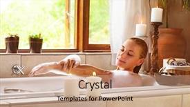  Presentation with luxury resort - Amazing slides having girl enjoying bathing with soap backdrop and a coral colored foreground