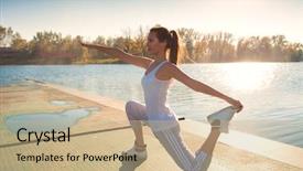 Presentation with auto body shop - Theme consisting of girl exercise by the lake background and a  colored foreground