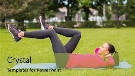  Presentation with woman sport - Amazing theme having girl exercising - fitness sport training park backdrop and a  colored foreground