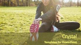 Presentation with woman runner - PPT layouts consisting of girl exercising - image of woman runner background and a  colored foreground