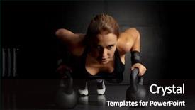  Presentation with strong black woman - Presentation theme featuring girl exercising - strong woman doing push-ups exercises background and a  colored foreground