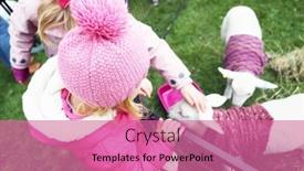  Presentation with sheep - PPT layouts consisting of girl-feeding-a-little-sheep background and a coral colored foreground