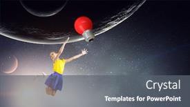  Presentation with floating - PPT theme with girl-floating-in-space background and a gray colored foreground