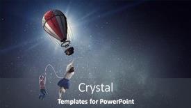  Presentation with fly - Colorful presentation design enhanced with girl-fly-in-sky-mixed backdrop and a gray colored foreground