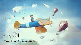  Presentation with plane - Slide deck consisting of girl flying old plane mixed media background and a soft green colored foreground