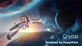  Presentation with self - PPT theme consisting of girl-flying-with-self-made background and a ocean colored foreground