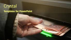  Presentation with cash - Slide set having girl-get-from-cash-machine background and a tawny brown colored foreground