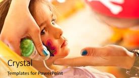  Presentation with genetic face recognition - Presentation design enhanced with girl gets a face painting background and a yellow colored foreground