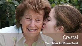  Presentation with kiss - Beautiful PPT theme featuring girl-giving-her-grandmother backdrop and a violet colored foreground