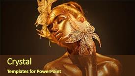  Presentation with flower woman - Slide deck having girl glowing make-up art background and a tawny brown colored foreground