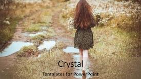  Presentation with rural road - Audience pleasing slides consisting of girl going on rural road backdrop and a coral colored foreground