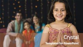  Presentation with diwali festival - Slides with girl greeting on diwali festival background and a coral colored foreground