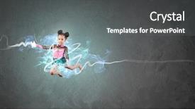  Presentation with high jump - Audience pleasing PPT theme consisting of girl gymnast making high jump backdrop and a  colored foreground