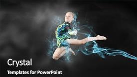  Presentation with high jump - Amazing presentation theme having girl gymnast making high jump backdrop and a dark gray colored foreground