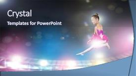  Presentation with high jump - PPT theme featuring girl gymnast making high jump background and a  colored foreground