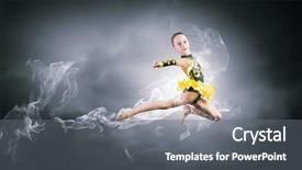  Presentation with high jump - Beautiful presentation theme featuring girl gymnast making high jump backdrop and a  colored foreground