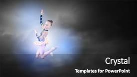  Presentation with high jump - Audience pleasing presentation theme consisting of girl gymnast making high jump backdrop and a  colored foreground