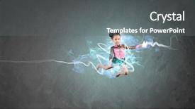  Presentation with high jump - Presentation theme featuring girl gymnast making high jump background and a  colored foreground