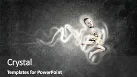  Presentation with high jump - Theme having girl gymnast making high jump background and a  colored foreground