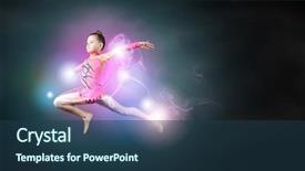  Presentation with high jump - Cool new theme with girl gymnast making high jump backdrop and a  colored foreground